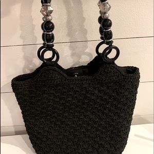 Blue Miami black bag with beaded handles. So cute!